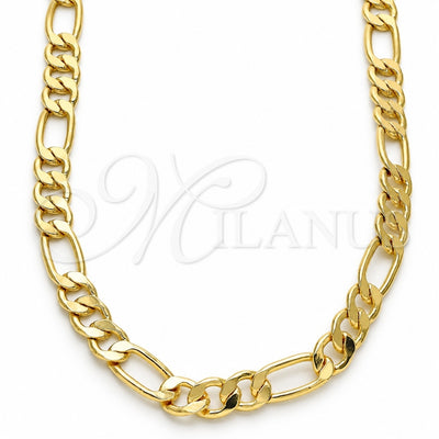 Oro Laminado Basic Necklace, Gold Filled Style Figaro Design, Polished, Golden Finish, 04.63.1412.20 (160 Gauge, 07 MM Thickness, 20 Inches Length)