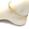 Oro Laminado Basic Anklet, Gold Filled Style Figaro Design, Polished, Golden Finish, 04.63.1412.10 (160 Gauge, 07 MM Thickness, 10 Inches Length)