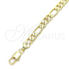 Oro Laminado Basic Anklet, Gold Filled Style Figaro Design, Polished, Golden Finish, 04.63.1412.10 (160 Gauge, 07 MM Thickness, 10 Inches Length)