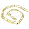 Oro Laminado Basic Anklet, Gold Filled Style Figaro Design, Polished, Golden Finish, 04.63.1412.10 (160 Gauge, 07 MM Thickness, 10 Inches Length)