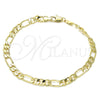 Oro Laminado Basic Anklet, Gold Filled Style Figaro Design, Polished, Golden Finish, 04.63.1412.10 (160 Gauge, 07 MM Thickness, 10 Inches Length)
