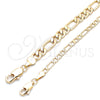 Oro Laminado Basic Anklet, Gold Filled Style Figaro Design, Polished, Golden Finish, 04.63.1412.10 (160 Gauge, 07 MM Thickness, 10 Inches Length)