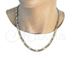Oro Laminado Basic Necklace, Gold Filled Style Figaro Design, Polished, Golden Finish, 04.63.1412.22 (160 Gauge, 07 MM Thickness, 22 Inches Length)