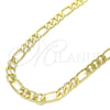 Oro Laminado Basic Necklace, Gold Filled Style Figaro Design, Polished, Golden Finish, 04.63.1412.22 (160 Gauge, 07 MM Thickness, 22 Inches Length)