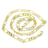 Oro Laminado Basic Necklace, Gold Filled Style Figaro Design, Polished, Golden Finish, 04.63.1412.22 (160 Gauge, 07 MM Thickness, 22 Inches Length)