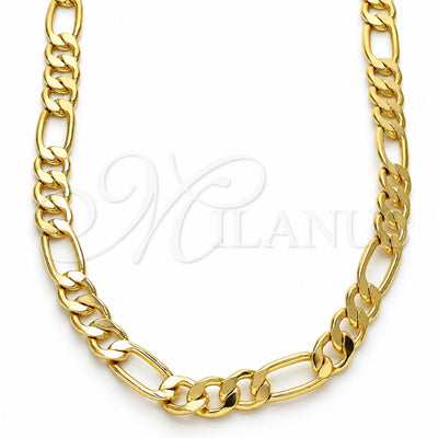 Oro Laminado Basic Necklace, Gold Filled Style Figaro Design, Polished, Golden Finish, 04.63.1412.22 (160 Gauge, 07 MM Thickness, 22 Inches Length)