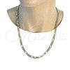 Oro Laminado Basic Necklace, Gold Filled Style Figaro Design, Polished, Golden Finish, 04.63.1412.24 (160 Gauge, 07 MM Thickness, 24 Inches Length)