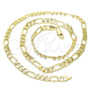 Oro Laminado Basic Necklace, Gold Filled Style Figaro Design, Polished, Golden Finish, 04.63.1412.24 (160 Gauge, 07 MM Thickness, 24 Inches Length)