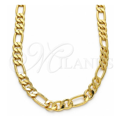 Oro Laminado Basic Necklace, Gold Filled Style Figaro Design, Polished, Golden Finish, 04.63.1412.24 (160 Gauge, 07 MM Thickness, 24 Inches Length)