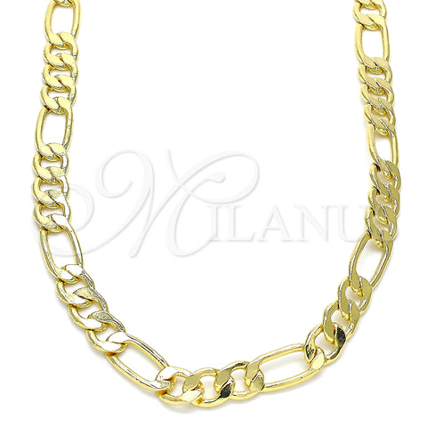 Oro Laminado Basic Necklace, Gold Filled Style Figaro Design, Polished, Golden Finish, 04.63.1412.24 (160 Gauge, 07 MM Thickness, 24 Inches Length)