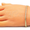 Oro Laminado Basic Bracelet, Gold Filled Style Curb Design, Polished, Golden Finish, 04.213.0237.08 (100 Gauge, Thickness, 8 Inches Length)