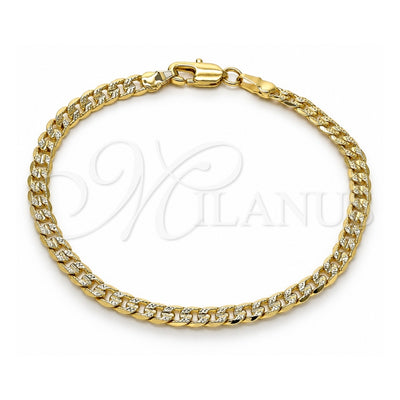 Oro Laminado Basic Bracelet, Gold Filled Style Curb Design, Polished, Golden Finish, 04.213.0237.08 (100 Gauge, Thickness, 8 Inches Length)