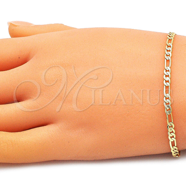 Gold Filled Bracelet — Basic Bracelet Figaro Design Polished 04. 0.80 Gauge — alternate product view — SKU 145462 | Oro Laminado brazalete — básico Bracelet Figaro diseño pulido 04. 0.80 Gauge — SKU 145462