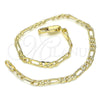 Oro Laminado Basic Bracelet, Gold Filled Style Figaro Design, Polished, Golden Finish, 04.213.0144.08 (0.80 Gauge, 03 MM Thickness, 8 Inches Length)