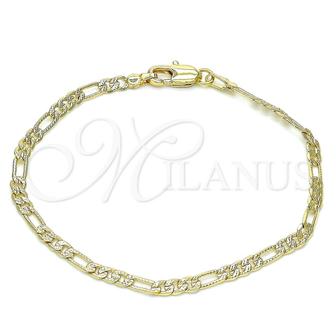 Oro Laminado Basic Bracelet, Gold Filled Style Figaro Design, Polished, Golden Finish, 04.213.0144.08 (0.80 Gauge, 03 MM Thickness, 8 Inches Length)