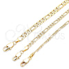 Oro Laminado Basic Bracelet, Gold Filled Style Figaro Design, Polished, Golden Finish, 04.213.0144.08 (0.80 Gauge, 03 MM Thickness, 8 Inches Length)
