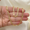 Oro Laminado Basic Necklace, Gold Filled Style Figaro Design, Polished, Golden Finish, 04.213.0142.16 (100 Gauge, 04 MM Thickness, 16 Inches Length)