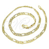 Oro Laminado Basic Necklace, Gold Filled Style Figaro Design, Polished, Golden Finish, 04.213.0142.16 (100 Gauge, 04 MM Thickness, 16 Inches Length)