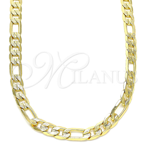Oro Laminado Basic Necklace, Gold Filled Style Figaro Design, Polished, Golden Finish, 04.63.0118.24 (140 Gauge, 06 MM Thickness, 24 Inches Length)