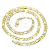Oro Laminado Basic Necklace, Gold Filled Style Figaro Design, Polished, Golden Finish, 04.63.0118.22 (140 Gauge, 06 MM Thickness, 22 Inches Length)