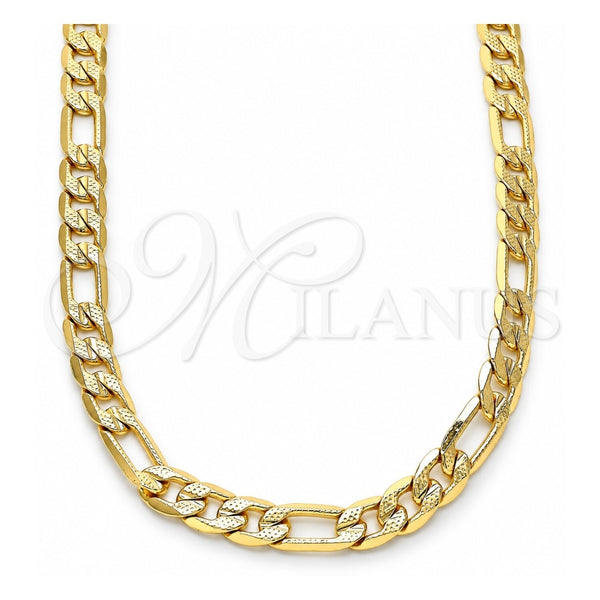 Oro Laminado Basic Necklace, Gold Filled Style Figaro Design, Polished, Golden Finish, 04.63.0118.20 (140 Gauge, 06 MM Thickness, 20 Inches Length)