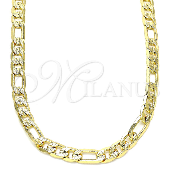 Oro Laminado Basic Necklace, Gold Filled Style Figaro Design, Polished, Golden Finish, 04.63.0118.20 (140 Gauge, 06 MM Thickness, 20 Inches Length)