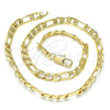 Oro Laminado Basic Necklace, Gold Filled Style Figaro Design, Polished, Golden Finish, 04.63.0118.16 (140 Gauge, 06 MM Thickness, 16 Inches Length)
