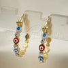 Oro Laminado Small Hoop, Gold Filled Style Evil Eye Design, with White Crystal, Multicolor Enamel Finish, Golden Finish, 02.213.0315.25