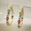 Oro Laminado Small Hoop, Gold Filled Style Evil Eye Design, with White Crystal, Multicolor Enamel Finish, Golden Finish, 02.213.0315.25