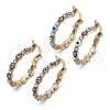 Oro Laminado Small Hoop, Gold Filled Style Evil Eye Design, with White Crystal, Multicolor Enamel Finish, Golden Finish, 02.213.0315.25