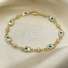 Oro Laminado Fancy Bracelet, Gold Filled Style Elephant Design, White Enamel Finish, Golden Finish, 03.213.0141.3.08