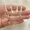 Oro Laminado Basic Necklace, Gold Filled Style Pave Mariner Design, Polished, Golden Finish, 04.213.0253.24 (04 MM Thickness, 24 Inches Length)