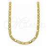 Oro Laminado Basic Necklace, Gold Filled Style Pave Mariner Design, Polished, Golden Finish, 04.213.0253.24 (04 MM Thickness, 24 Inches Length)