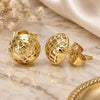 Oro Laminado Stud Earring, Gold Filled Style Heart Design, Polished, Golden Finish, 02.156.0608