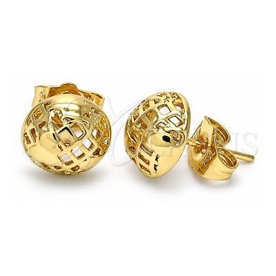 Oro Laminado Stud Earring, Gold Filled Style Heart Design, Polished, Golden Finish, 02.156.0608