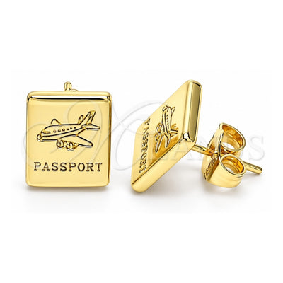 Oro Laminado Stud Earring, Gold Filled Style Polished, Golden Finish, 02.156.0610