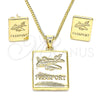 Oro Laminado Earring and Pendant Adult Set, Gold Filled Style Polished, Golden Finish, 10.156.0404