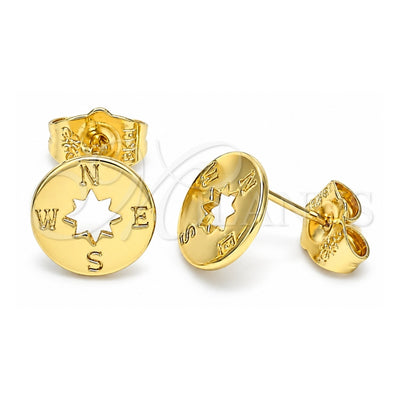 Oro Laminado Stud Earring, Gold Filled Style Polished, Golden Finish, 02.156.0611