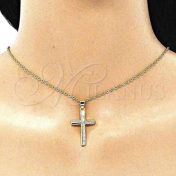 Gold Filled Pendant — Religious Pendant Cross Design with White Micro Pave — alternate product view — SKU 145495 | Oro Laminado dije — Religious Pendant cruz diseño with blanco Micro Pave — SKU 145495