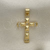 Oro Laminado Religious Pendant, Gold Filled Style Cross Design, with White Micro Pave, Polished, Golden Finish, 05.102.0009