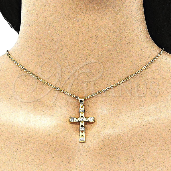 Gold Filled Pendant — Religious Pendant Cross Design with White Micro Pave — alternate product view — SKU 145500 | Oro Laminado dije — Religious Pendant cruz diseño with blanco Micro Pave — SKU 145500