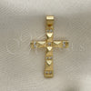 Oro Laminado Religious Pendant, Gold Filled Style Cross Design, with White Micro Pave, Polished, Golden Finish, 05.102.0009