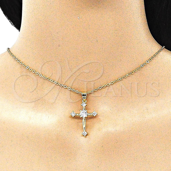 Gold Filled Pendant — Religious Pendant Cross Design with White Cubic Zirconia — alternate product view — SKU 145503 | Oro Laminado dije — Religious Pendant cruz diseño with blanco Cubic Zirconia — SKU 145503
