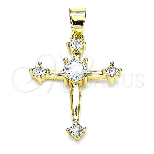 Gold Filled Pendant — Religious Pendant Cross Design with White Cubic Zirconia — main product view — SKU 145503 | Oro Laminado dije — Religious Pendant cruz diseño with blanco Cubic Zirconia — SKU 145503