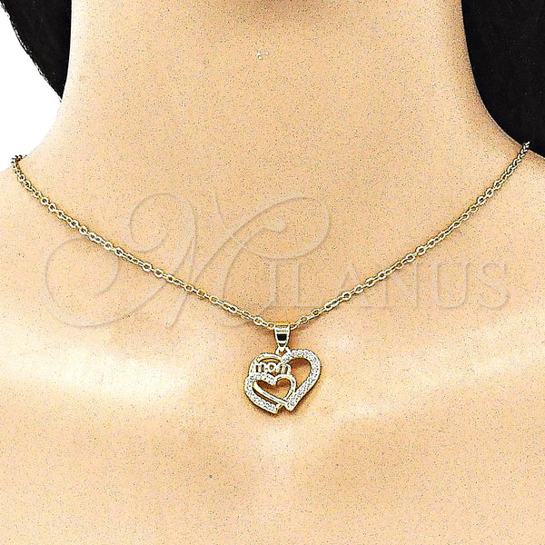 Gold Filled Pendant — Fancy Pendant Mom and Heart Design with White — alternate product view — SKU 145512 | Oro Laminado dije — elegante Pendant Mom and corazón diseño with blanco — SKU 145512