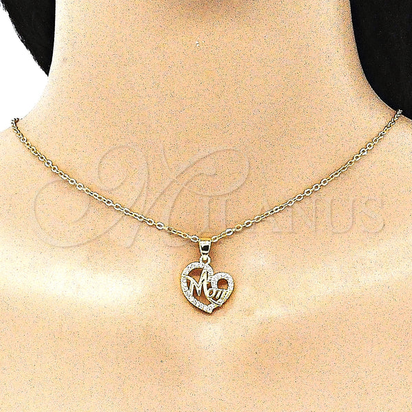 Gold Filled Pendant — Fancy Pendant Mom and Heart Design with White — alternate product view — SKU 145513 | Oro Laminado dije — elegante Pendant Mom and corazón diseño with blanco — SKU 145513