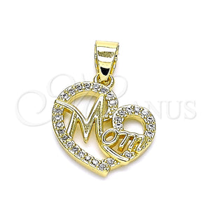 Gold Filled Pendant — Fancy Pendant Mom and Heart Design with White — main product view — SKU 145513 | Oro Laminado dije — elegante Pendant Mom and corazón diseño with blanco — SKU 145513