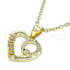 Oro Laminado Fancy Pendant, Gold Filled Style Mom and Heart Design, with White Micro Pave, Polished, Golden Finish, 05.102.0021