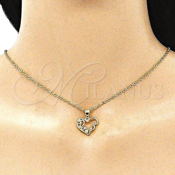Gold Filled Pendant — Fancy Pendant Mom and Heart Design with White — alternate product view — SKU 145515 | Oro Laminado dije — elegante Pendant Mom and corazón diseño with blanco — SKU 145515