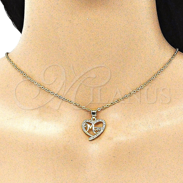 Gold Filled Pendant — Fancy Pendant Mom and Heart Design with White — alternate product view — SKU 145516 | Oro Laminado dije — elegante Pendant Mom and corazón diseño with blanco — SKU 145516